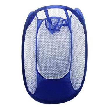 Imagem de Cesto de Roupa Colorido Dobrável Poliéster 56cm Azul Marinho - Aliança