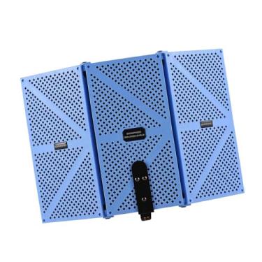 Imagem de Escudo de Isolamento de Microfone, Painéis Acústicos, Equipamento de Estúdio Grande, 3 Portas Dobráveis ​​e Portáteis para Gravação e Canto, Redução de Ruído Externo (Azul)