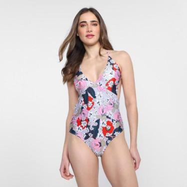 Imagem de Maiô Engana Mamãe Phra Yai Floral, Rosa, Verde, GG
