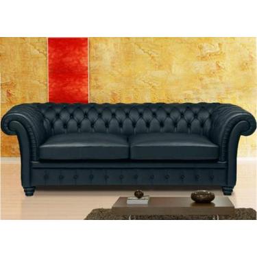Imagem de Sofá Chesterfild de 2 Lugares Revestimento Sintético Preto - CHE001 - 