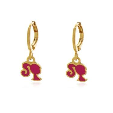 Imagem de Brinco Infantil Argola Articulada Barbie Banhada A Ouro 18k - Crislu J