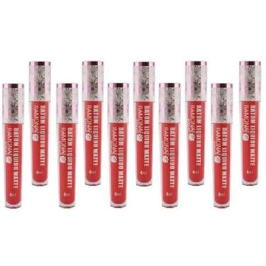 Imagem de Kit 10 Batom Líquido Matte Cor 34 Goiaba 4ml -Ramona Make Up