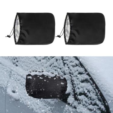 Imagem de 2 peças de capas de espelho lateral de carro - capa de espelho de neve à prova d'água protege do gelo, neve, geada, orvalho, chuva, pássaro, cocô - capa de proteção traseira revestida de prata,
