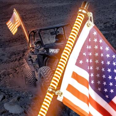 Imagem de Uemicip Luz de chicote de 6 m, luz de chicote COB atualizada 2024, chicotes de antena de cor laranja única adequados para UTV ATV Polaris RZR SXS Can-Am