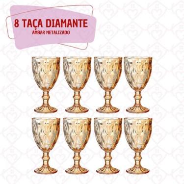 Imagem de 8 Unidade Taça Luxo Diamante 330ml Cor Dourado Bico de Jaca - Class Ho