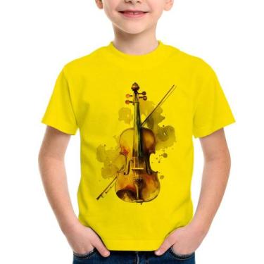 Imagem de Camiseta Infantil Violino - Foca na Moda, Amarelo, 4