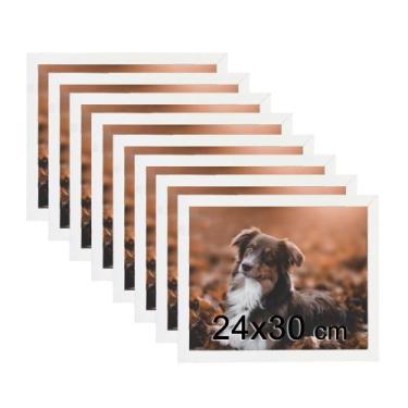 Imagem de Kit 8 Porta Retratos C/vidro 24x30 Moldura Branca para fotos e decoraç