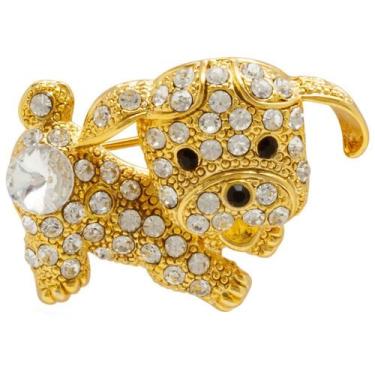 Imagem de Broche Strass Cachorrinho BRG0048 - Akasaki, Dourado