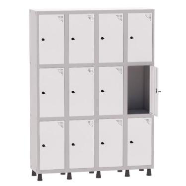 Imagem de Armário Guarda Volume Locker Roupeiro 4 Vãos 12 Portas Aço GRP504/12 C