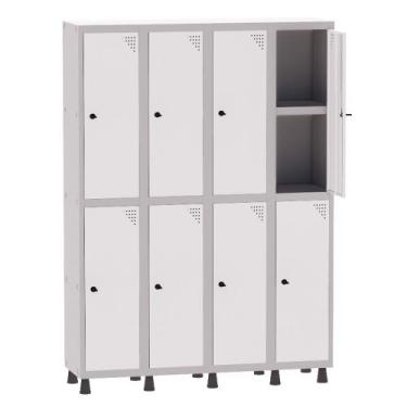 Imagem de Armário Guarda Volume Locker Roupeiro 4 Vãos 08 Portas Com Prateleira 
