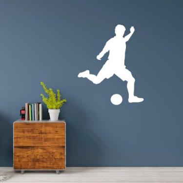 Imagem de Adesivo de Parede Jogador de Futebol Silhueta Bola Decoração Quarto Me