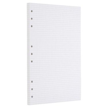 Imagem de PATIKIL Refil de papel quadriculado com 9 anéis para fichário de folhas soltas, inserções de planejador de papel, 80 folhas/160 páginas, forrado