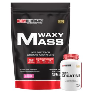 Imagem de Kit Waxy Mass 3kg + 100% Creatina 100g - BODYBUILDERS (Médio, Morango)