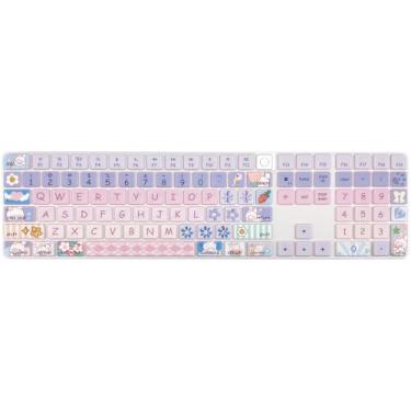 Imagem de Capa de teclado fofa para teclado Apple iMac Magic 2021 (modelo: A2520) com teclado numérico e Touch ID, protetor de teclado de silicone, layout dos EUA, coelhinho fofo