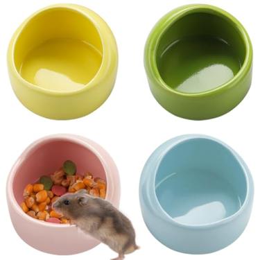 Imagem de VanEnjoy Pacote com 4 tigelas médias para hamster prato de comida de porquinho-da-índia de cerâmica sem derramamento tigela de comida e água para hamster de chinchila ouriço hamster gerbil - rosa,