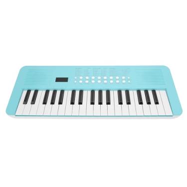 Imagem de Teclado de Piano Infantil Com Microfone, Teclado de Piano Eletrônico de 37 Teclas Com 200 Tons, 200 Ritmos e 35 Demonstrações, Teclado de Piano Musical Portátil, Brinquedos (Azul)