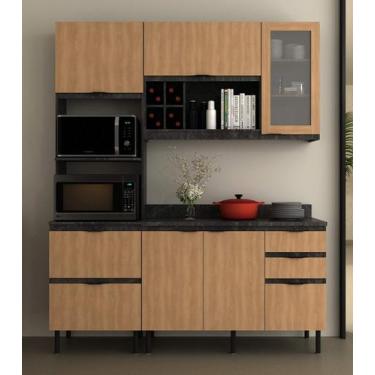 Imagem de Armário de Cozinha Completa Modulada Reta 6 Peças 180cm CZ1203 Begônia