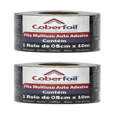 Imagem de Kit 2 Rolos Manta Asfáltica Adesiva Multiuso Metalizada 5cmx10m Auto Colante Vedação para Telhados Calhas Rufos Alta Resistência e Durabilidade Vazamentos Vedação Refletiva Aluminizada