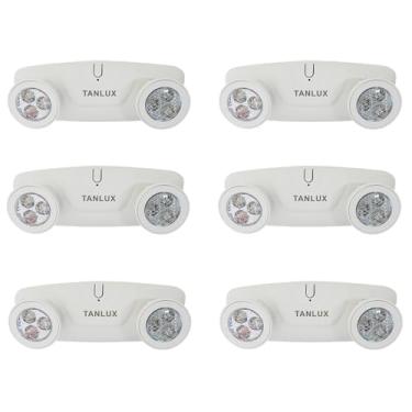 Imagem de TANLUX Luzes De Emergência Led Com Bateria Reserva, Luzes De Emergência Comerciais Ajustáveis De Duas Cabeças, Listadas Pela Ul, Ca 120/277 V, Luzes De Emergência Com Fiação Para Empresas - Pacote C
