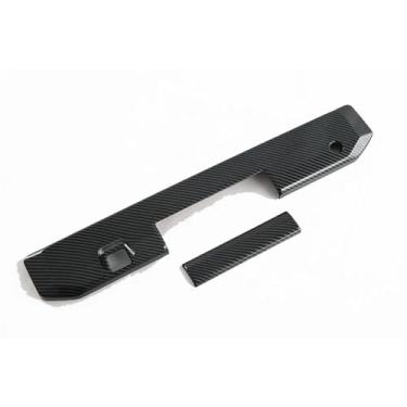 Imagem de Moldura de porta-malas guarnição carro compatível para mitsubishi triton l200 fibra de carbono acessórios 2023 peças automotivas tampa da maçaneta traseira da porta traseira 2024