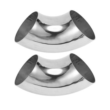 Imagem de Motoforti 2 peças 90 graus mandril curva cotovelo carro modificado tubo de escape tubulação 13.3 cm espessura OD 2mm/14GA 133x325x2.0mm 304 tom prata aço inoxidável 304