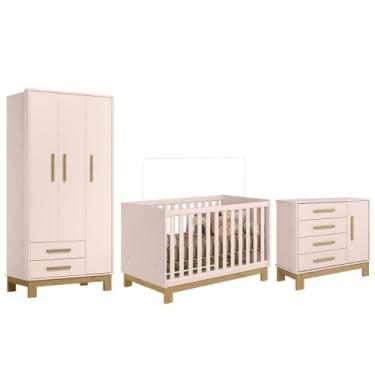 Imagem de Quarto Infantil 3 Peças com Berço Q Encanto Slim Rosa - Qmovi, Rosa, 1