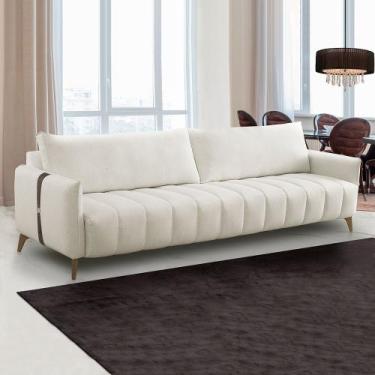 Imagem de Sofá Sala de Estar Living Design Moderno 240cm Pés em Madeira Detalhe 