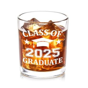 Imagem de Futtumy Presentes de formatura, presentes de formatura para ele, classe de 2025 graduado copo de uísque de 295 ml, vidro antiquado de formatura 2025, presente de pós-graduação para mestres do ensino