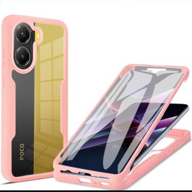 Imagem de Ephoou Capa transparente para Xiaomi Poco X7 Pro com protetor de tela, camada dupla, à prova de choque, à prova de poeira, tudo incluído, capa para Xiaomi Poco X7 Pro QB-Rosa