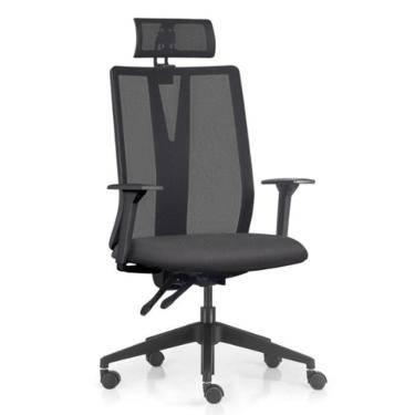 Imagem de Cadeira Escritório Giratória Presidente Flow F02 Base Preta Linho Grafite - Lyam Decor