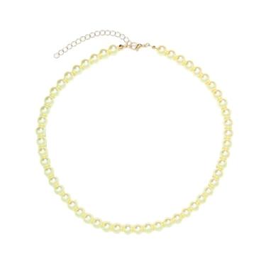 Imagem de Colar de pérolas de imitação de contas barrocas coloridas para meninas, mulheres, adolescentes, adultos, simples, prata, delicados colares de pérolas para facilitar a combinação, Pérola simulada,