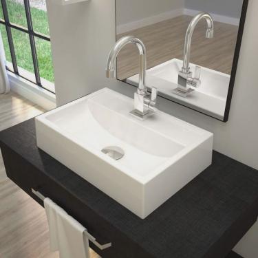 Imagem de Kit 3 Cubas Q45 Torneira Luxo 1195 Metal Válvula Click 1 Polegada G Sifão Pvc Flexível Compace