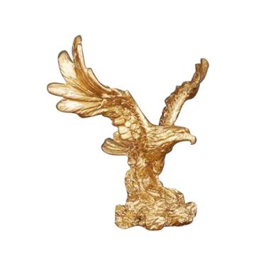 Imagem de Wswqop Resina águia estatueta decoração de mesa dourada decorativa decorativa feita de espalhamento escultura de asa para o escritório em casa, Size S