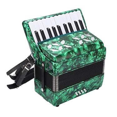 Imagem de Acordeão, 22 teclas, 8 baixos, requintado, acordeão de piano celuloide com tiras ajustáveis, instrumento musical de ajuste profissional padrão internacional para iniciantes e adultos (verde)