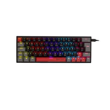 Imagem de Teclado Mecânico Gamer New Hero Titan Mini 60%, Rainbow, Switch Blue, ABNT2, USB, Preto e Cinza