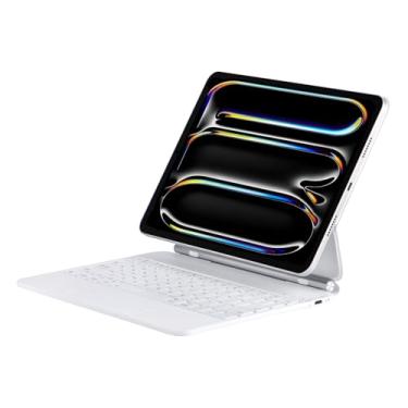 Imagem de Dolpking Capa Magic Keyboard para iPad Pro 11 polegadas (M4, 2024), capa com teclado para iPad Pro 11 com trackpad multitoque, suporte cantilever flutuante, teclas retroiluminadas - branca