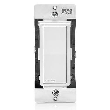 Imagem de Leviton DD0SR-DLZ Dual Voltage 120/277VAC, 60Hz Decora Companion Switch para controle multi-localização com localizador de LED, branco, marfim, amêndoa clara