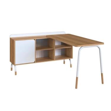 Imagem de Escrivaninha em L Flexus 1 PT 1 GV Hanover e Branca 155 cm - Modern