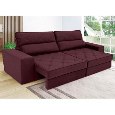 Imagem de Sofá 3 Lugares Fassatti Retrátil E Reclinável Em Suede Linoforte Vermelho Carmim