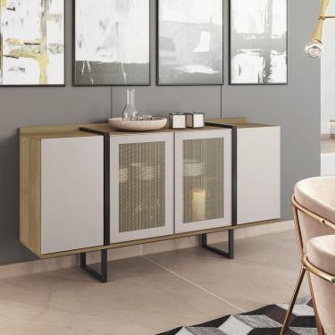 Imagem de Aparador Buffet Caricia 4 Portas Com Telas E Pés Metal Noronha/Off White Noronha/Off White