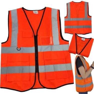 Imagem de Colete Sinalizador Faixa Refletiva Obra Epi Segurança Trabalho Blusao Fluorescente Transito