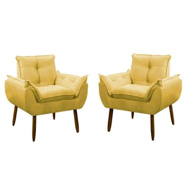 Imagem de Kit 2 Poltrona Decorativa Sala Estar Escritório Quarto Prime Amarela
