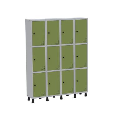 Imagem de Roupeiro Aço Light 4v 12 Portas Gr304/12 Cinza/verde
