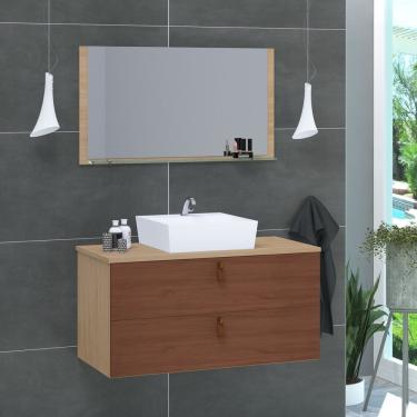 Imagem de Conjunto Gabinete De Banheiro Berlim 80 Cm Natura