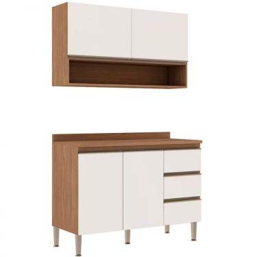 Imagem de Cozinha Compacta Genialflex Girassol Com 4 Portas, 3 Gavetas ébano Com Off White