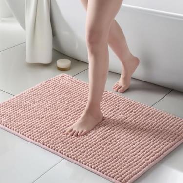 Imagem de FRESHMINT Tapetes de banheiro de chenille grossos 61 x 91 cm, tapete de banheiro antiderrapante para piso de banheiro, acessórios de decoração de banheiro macios grandes, tapete de chuveiro fofo