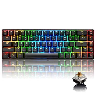 Imagem de LexonElec Teclado Mecânico Para Jogos 18 Cores Rgb Com Retroiluminação E Interruptores Tipo C Marrom, 68 Teclas, Anti-Ghosting, Fio, Jogadores De Pc/Mac, Digitadores Táteis