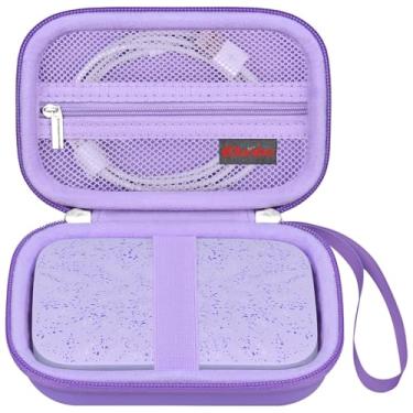 Imagem de Elonbo Estojo De Transporte Para Impressora Fotográfica Colorida Instantânea Portátil Hp Sprocket 2X3, Suporte Organizador Viagem Impressora, Bolso Extra Malha Cabo Papel, Roxo