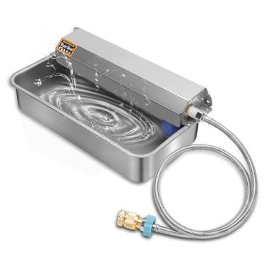 Imagem de Dispensador automático de tigela de água para cães montado na parede 6L grande capacidade aço inoxidável irrigador automático para cães para ambientes internos e externos, Cinza, Automático