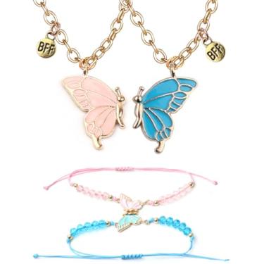 Imagem de TISDA Amizade BFF Colar de borboleta combinando para melhores amigos, joias BFF, 2 peças, 18.0 Inches, Aço inoxidável, Sem Pedra Preciosa